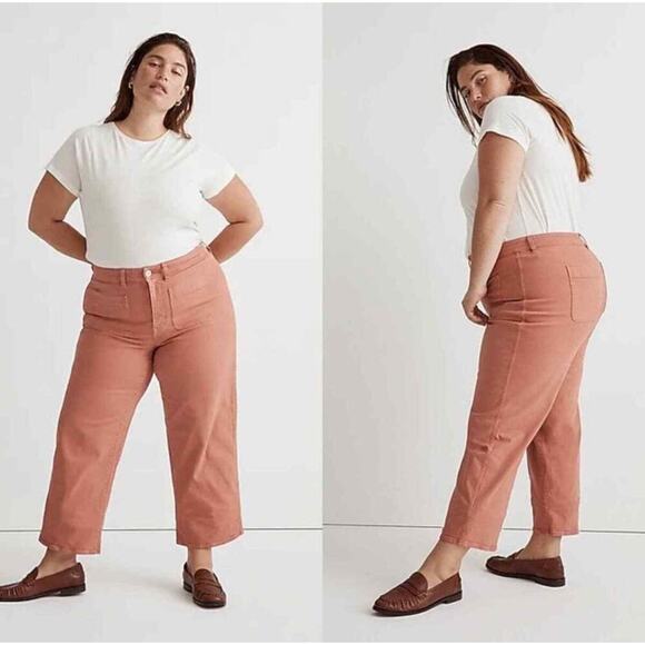 Madewell Emmett 2.0 Wide-Leg Crop Pants Jeans Dried Rose Plus Size 32 - Picture 2 of 10